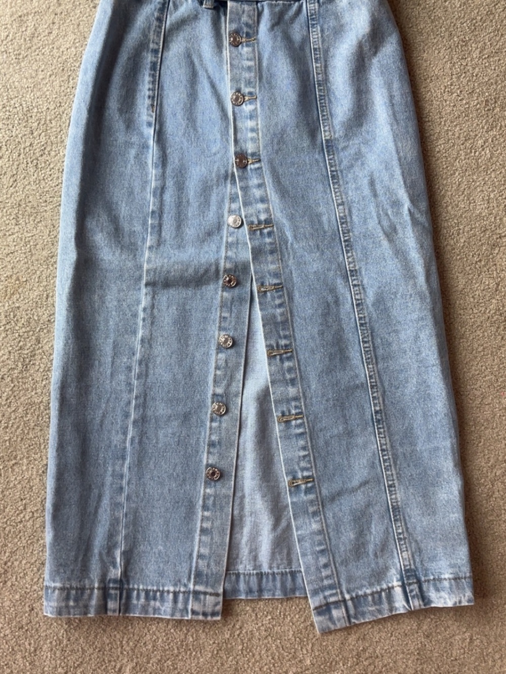 SHEIN Light Blue Button-Front Denim Midi Skirt